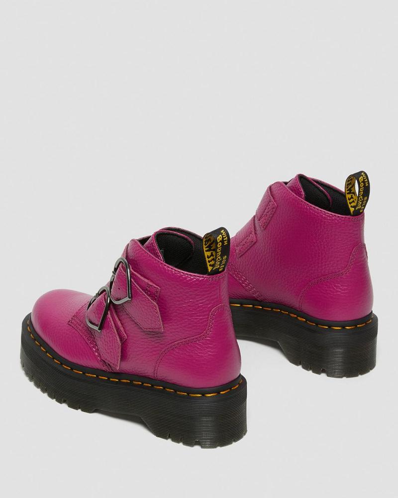 Women's Dr Martens Devon Heart Leather Platform Boots Pink | AU 234DFM